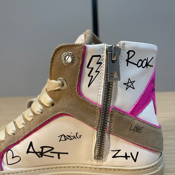 ZADIG & VOLTAIRE High Flash Sneakers Size 37 - Picture 7 of 16